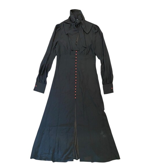 Killstar Black Sheer Cecile Maxi Dress Size L Bow Neck Gothic Vamp Sultry Witchy - Picture 11 of 14